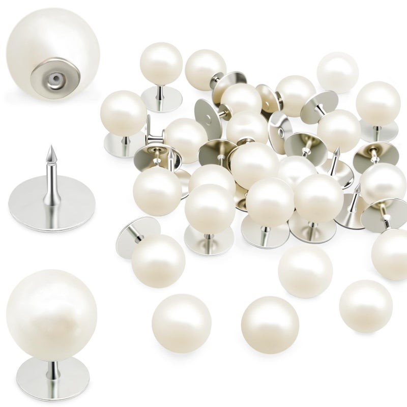 PIGORY 50 Sets Pearl Buttons No Sew Buttons for Clothes 10mm Pearl Brooch Pins Reusable for Women White Safety Pins for Dresses Shirts DIY Crafts Fashion Decorative Accessories - Image 3