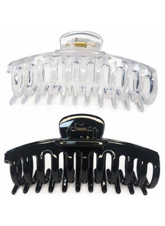 Jumbo 55 Inches Hair Clips for Extra Thick Hair  Long Butterfly Hair Accessories for Women 2 Counts Black and Clear