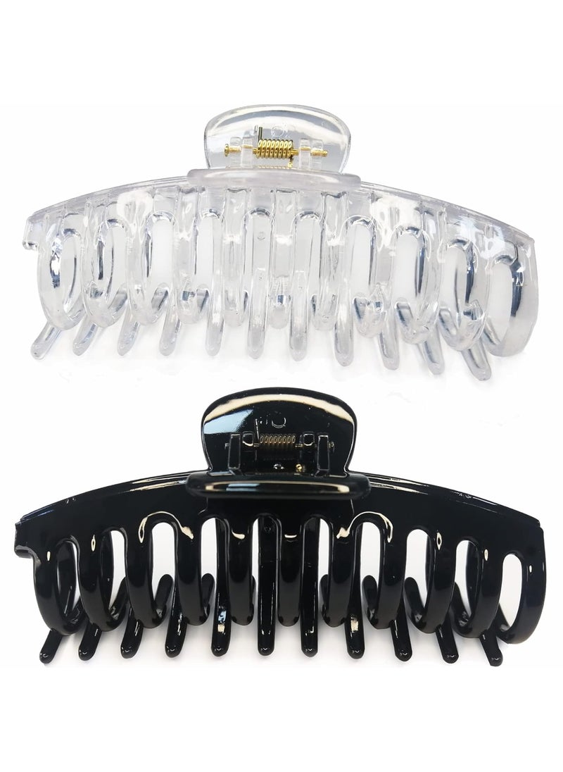 ACCGLORY Jumbo 55 Inches Hair Clips for Extra Thick Hair  Long Butterfly Hair Accessories for Women 2 Counts Black and Clear 