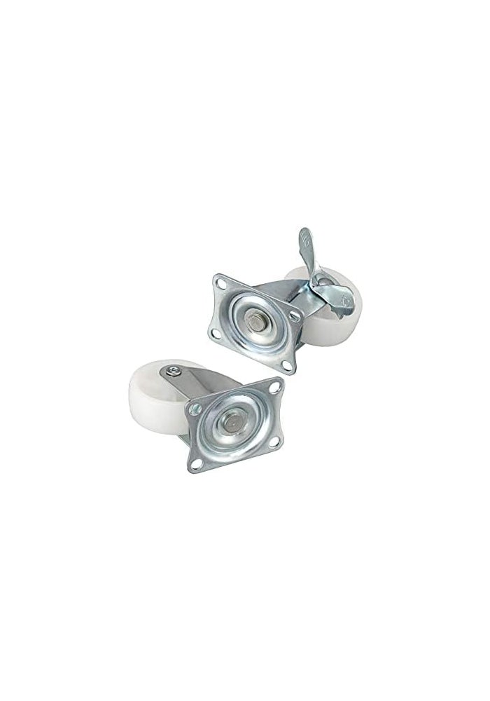 AQ AQSON AQSON PP Nylon Dual Roller Bearing Universal Swivel 2in 50mm Castor Wheel for Platform Trolley Chair - White (4 Pieces, 25kg Load Capacity) - Image 4