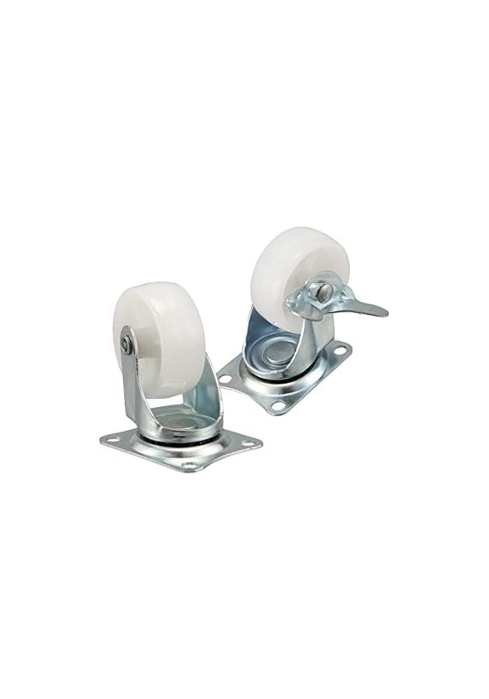 AQ AQSON AQSON PP Nylon Dual Roller Bearing Universal Swivel 2in 50mm Castor Wheel for Platform Trolley Chair - White (4 Pieces, 25kg Load Capacity) - Image 2
