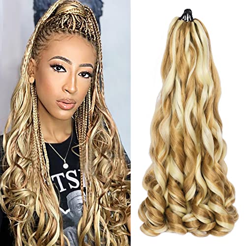 French Curly Braiding Hair 7 Packs 22 Inch Pre Stretched Braiding Hair Bouncy Loose Wave Crochet Hair for Women 7 Packs 27613