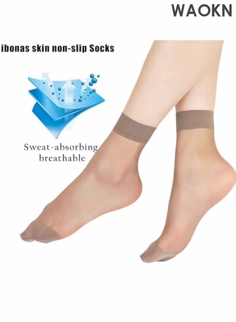 WAOKN 12 Pairs Sheer Ankle Socks Thin Nylon Transparent Ankle High Hosiery Socks Short Dress Stockings for Women Girls  Crew Stocking Soft Tight Hosiery Thin Through Calf High Silk Socks (Multi Color) - Image 3