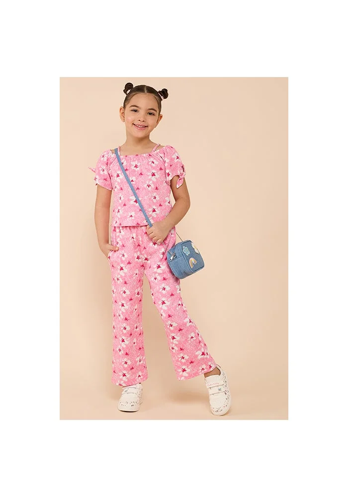 R&b Floral Patterned Top and Pant Set