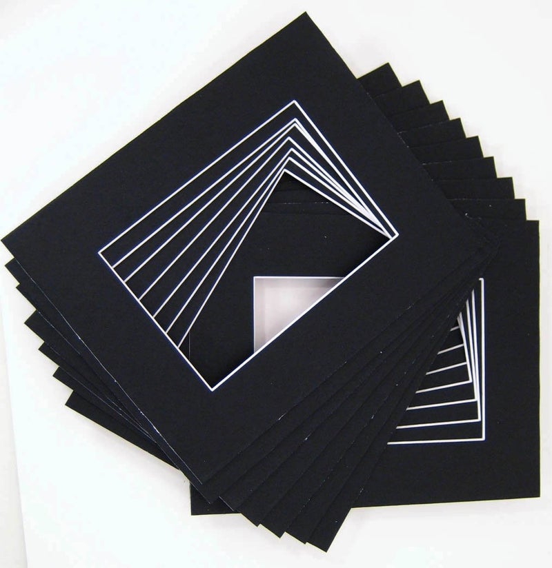 Golden State Art 50 Pcs of 8x10 BLACK Picture Mats Mattes Matting for 5x7 Photo  Backing  Bags 
