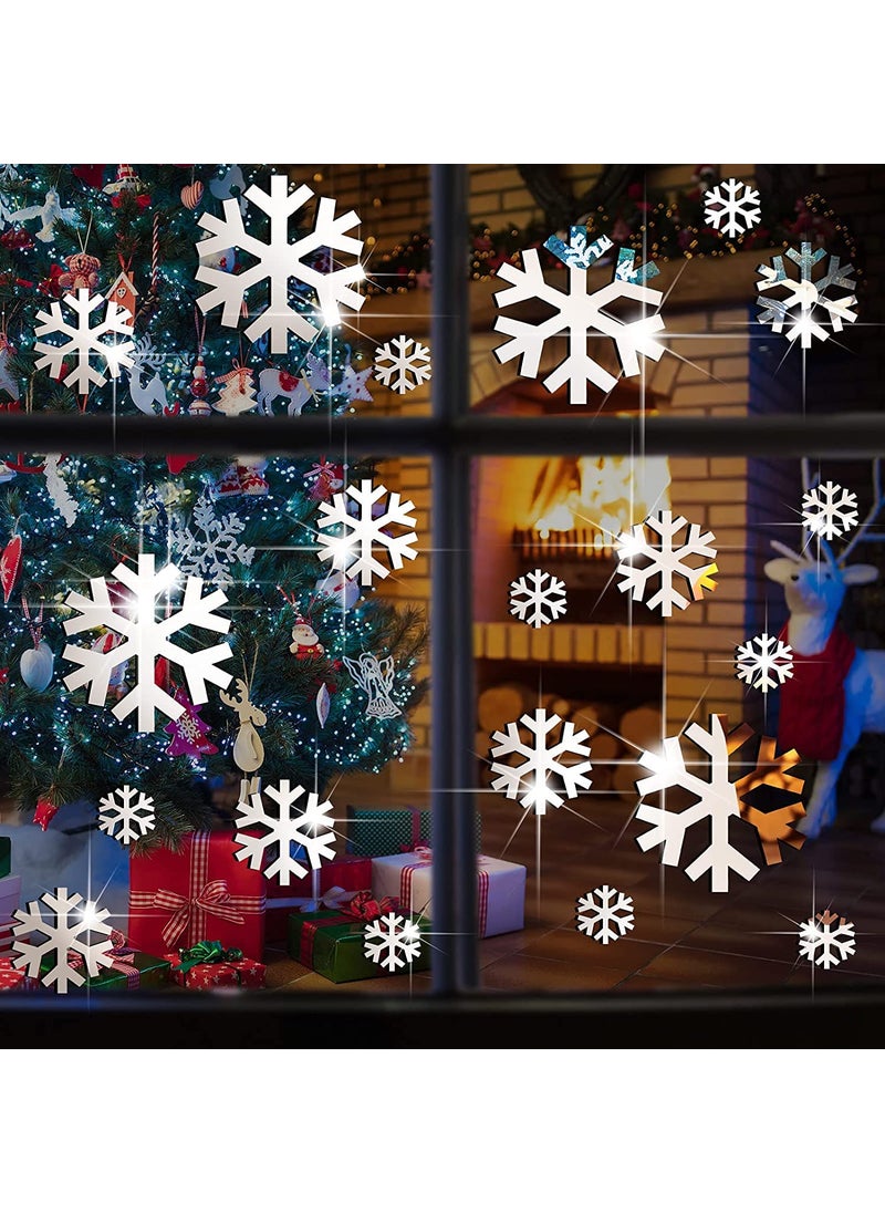 Incrizma Incrizma Removable Mirror Wall Stickers 3D Acrylic Mirror Setting Wall Sticker Decal for Home Living Room Bedroom Decor (30 Pcs Snowflakes Set, Silver)  - Image 4