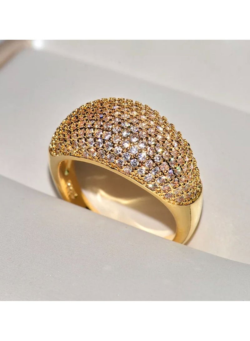 استراتيجية خاتم من الفضة الإسترليني عيار 925 مرصع بحجر الزركون المرصع بالألوان الذهبية - Image 1