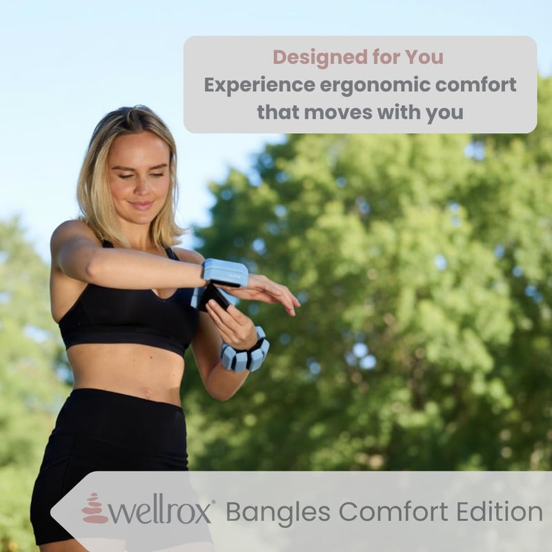Wellrox أساور ويلروكس المثقلة - إصدار الراحة - 2.4 رطل (1.2 رطل لكل معصم) أوزان قابلة للتعديل للكاحل والمعصم للنساء والرجال - أوزان للذراعين للمشي، بيلاتس واليوغا - Image 5