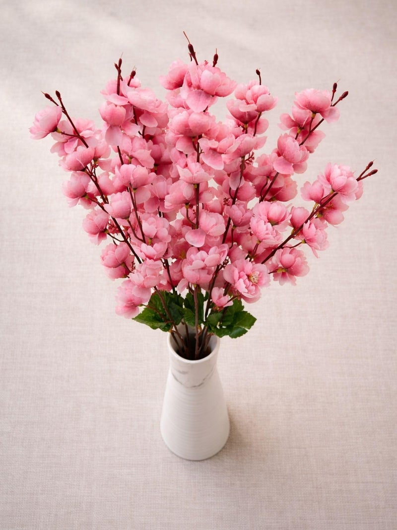 ARTSY Artificial Cherry Blossom Flower Bunch | Pink Faux Silk Flower Stick for Vase, Home Decor, Wedding & Party Decoration | 55 cm Reusable Realistic Flowers (1 Piece), Babypink | - Image 3