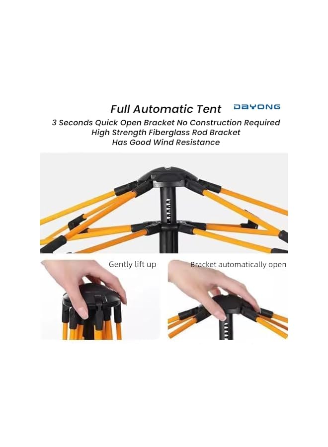 DAYONG خيمة للتخييم، خيمة فورية مقاومة للماء تتسع لـ 3-4 أشخاص، خيمة خارجية محمولة، خيمة قابلة للفتح التلقائي مع حقيبة حمل، خيمة قبة للتخييم، النزهات، المشي، الشاطئ، والسفر. - Image 2