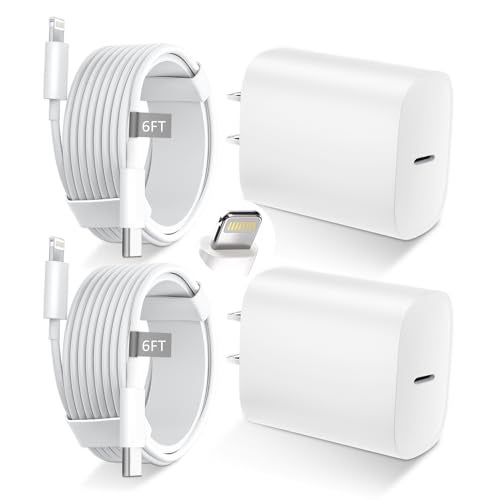 DiHines Phone 14 13 12 11 Fast Charger,6FT Long Fast Charging Lightning Cable with 20W USB C Charger Block for Phone 14/14 Pro Max/13/13 Pro Max/12/12 Pro Max/11/11Pro/XS/Max/XR/X,Pad,White - Image 1