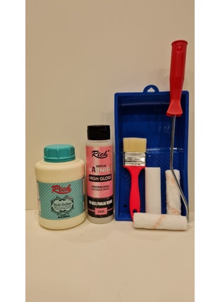 Multi Surface 1250 cc Cabinet Painting Set Bone + Roller Set + Brush + Varnish