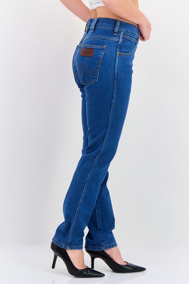 Wrangler Women Slim Fit Washed Denim Jeans, Blue - Image 4