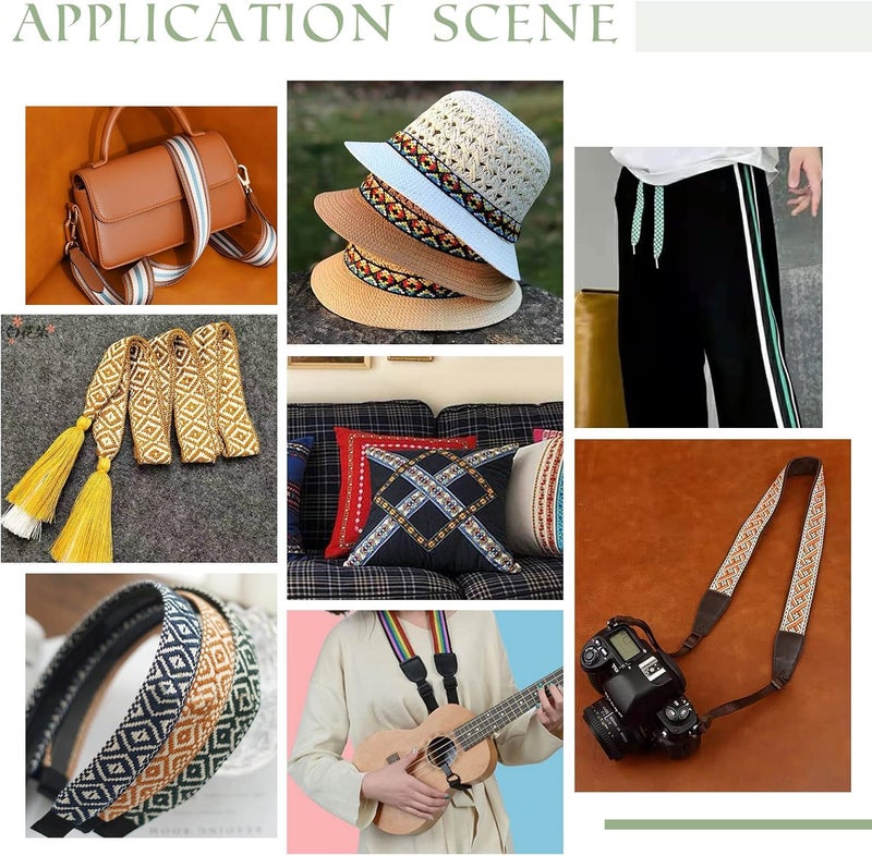 كلاراكو Klarako 3 ألوان 7/8 بوصة شريط جاكار حافة، 5 ياردات بوهو مطرز الدانتيل حافة شريط منسوج هندسي عتيق شريط تحيز النسيج DIY الملابس قبعة من القش حقيبة الخياطة الحرفية الملحقات ديكور عيد الميلاد - Image 2