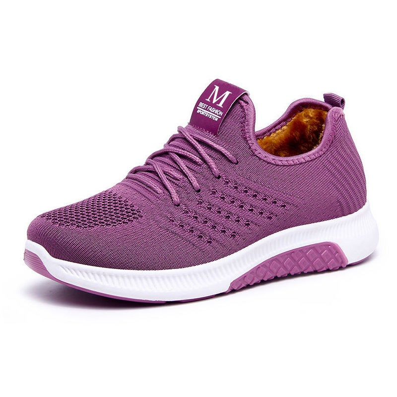 Winter Fleece Womens Beijing Cloth Shoes Purple 