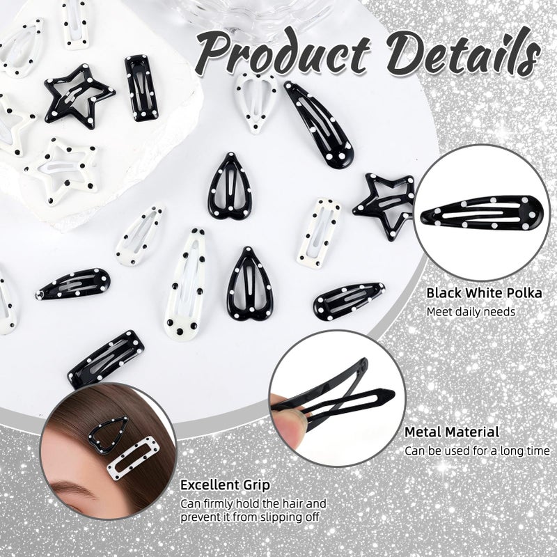 ZLSPTK 20PCS Star Hair Clips Y2k Hair Accessories for Women Black White Polka Dot Cute Hair Pins for Girls Star Barrettes Non Slip Kawaii Snap Hair Clips Small for Styling Festival Accessories - Image 4
