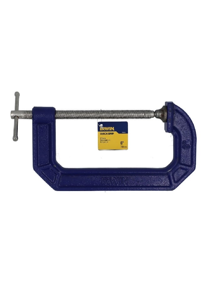 IRWIN - Quick Grip Adjustable C-Clamp Blue and Silver 6 Inch 225106 - Image 1