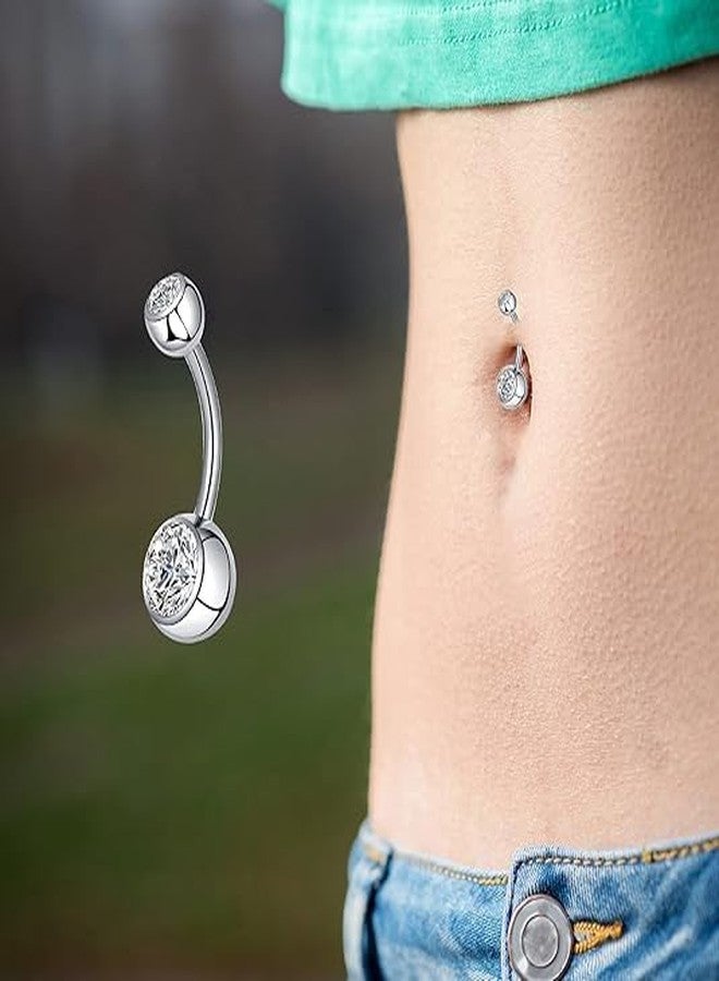GLOBELLE Stainless Steel Round Belly Button Navel Ring for Women and Girls (KPJ 101) 1pcs (LIGHT BLUE) - Image 4