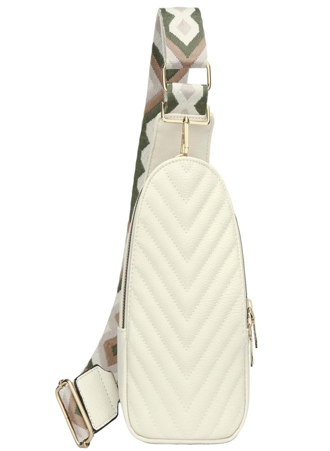 KKXIU Fashion Small Sling Bag for Women Leather Fanny Packs Chest Crossbody Cell Phone Bag Shoulder Travel Purse Gifts for Teenager (C-White) - Image 2