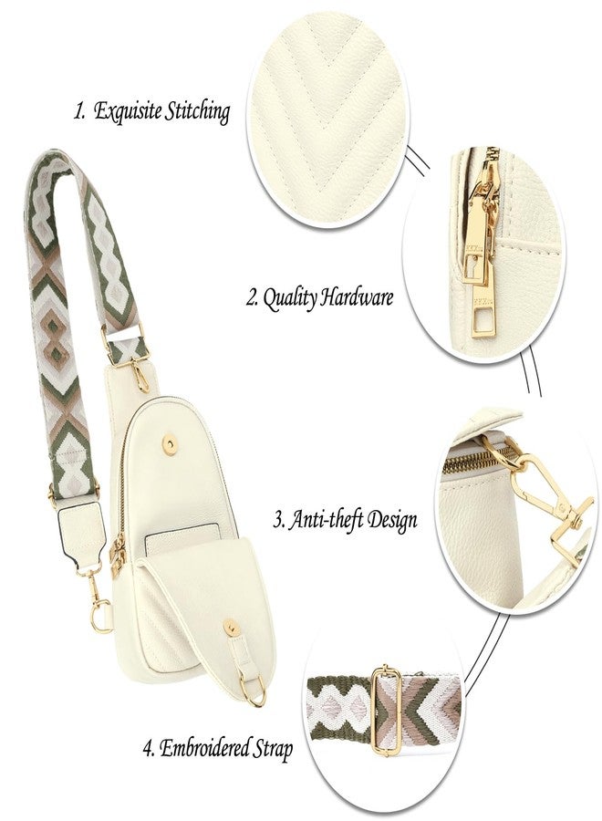 KKXIU Fashion Small Sling Bag for Women Leather Fanny Packs Chest Crossbody Cell Phone Bag Shoulder Travel Purse Gifts for Teenager (C-White) - Image 3