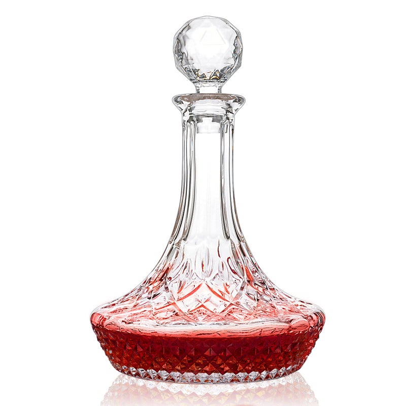 KANARS Wine Decanter Carafe HandBlown Red Wine Decanter Aerator 1250ml42oz Crystal Liquor Wine Pitcher with Stopper for Home Bar Dinner