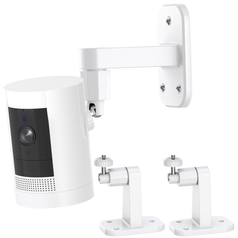 Dukoyb 2Pack Ring Camera Wall MountCompatible with Ring Outdoor Cam PlusStick Up Cam BatteryPluginProIndoor Cam1st Gen360 Degree Adjustable No Drilling Mount for Ring Outdoor Indoor CamerasWhite - Image 2