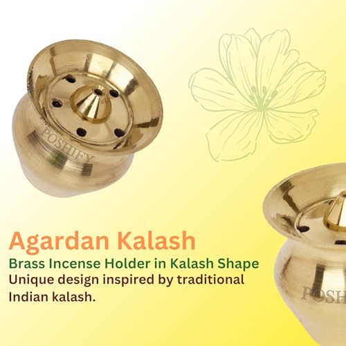 POSHIFY Kalash Agardan - Elegant Brass Incense Holder for Luxurious Puja Rituals and Home Decor - 637 - Image 3
