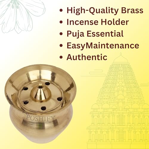 POSHIFY Kalash Agardan - Elegant Brass Incense Holder for Luxurious Puja Rituals and Home Decor - 637 - Image 4
