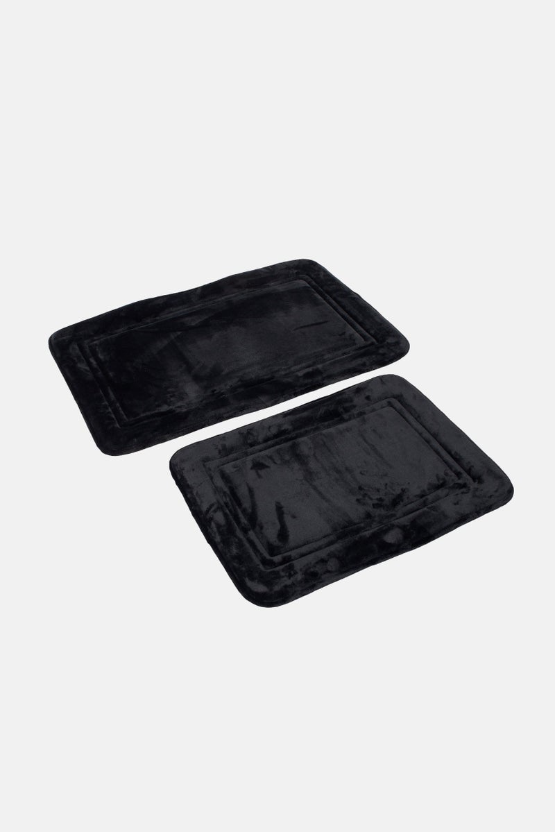 Bombay 2 Pieces Charcoal Infused Bath Rugs Set, Black  - Image 2