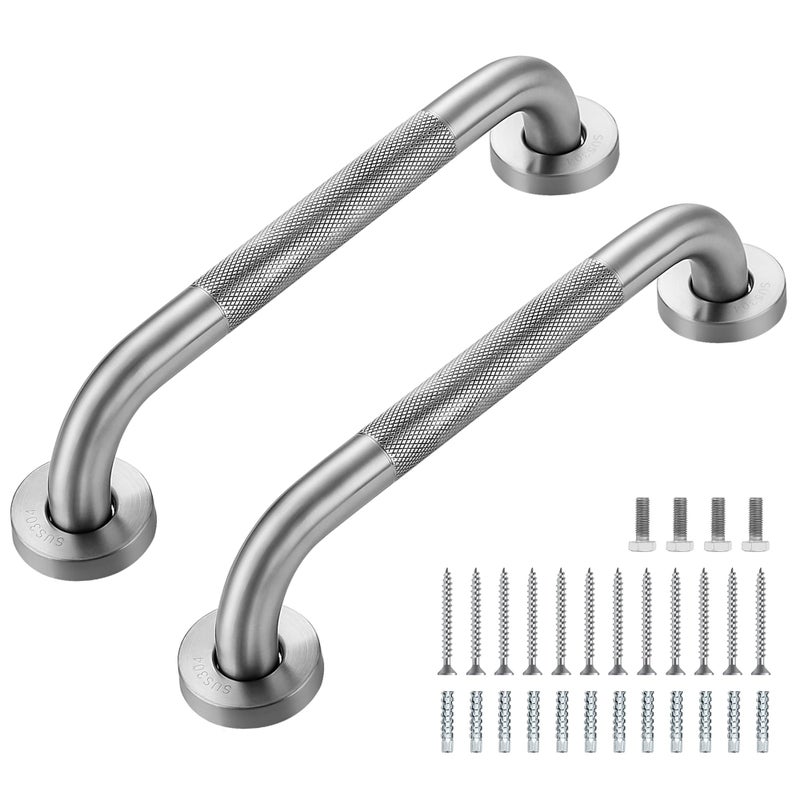 Ravinte Hardware Grab Bars for Shower 2 Pack 12Inch Anti Slip Shower Handles for Elderly Safety Shower Grab Bar Stainless Steel Handicap Grab Bars for BathroomToilet Brushed Nickel 1 Diameter - Image 2