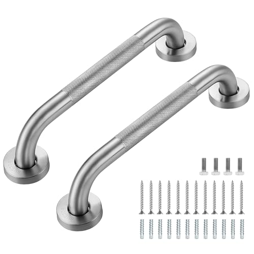 Ravinte Hardware Grab Bars for Shower 2 Pack 12Inch Anti Slip Shower Handles for Elderly Safety Shower Grab Bar Stainless Steel Handicap Grab Bars for BathroomToilet Brushed Nickel 1 Diameter - Image 1