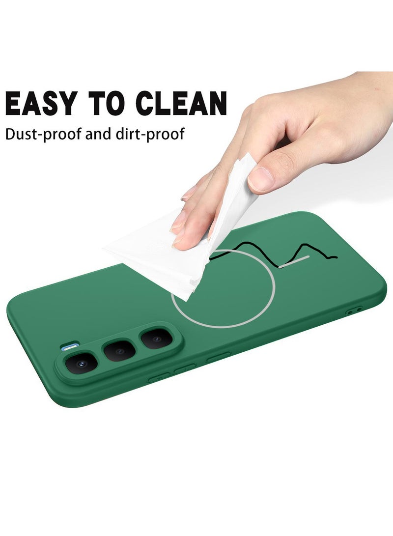 دبليو تيك غلاف حالة رقيق متوافق مع حلقة ماغ سيف من السيليكون السائل الفاخر Infinix Hot 60 Pro+ 2025 - أخضر داكن - Image 5
