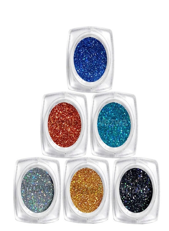Vozwa Glitter Eyeshadow Powder (Golden + Silver + Grey + Copper + Sky Blue + Blue) - Image 1