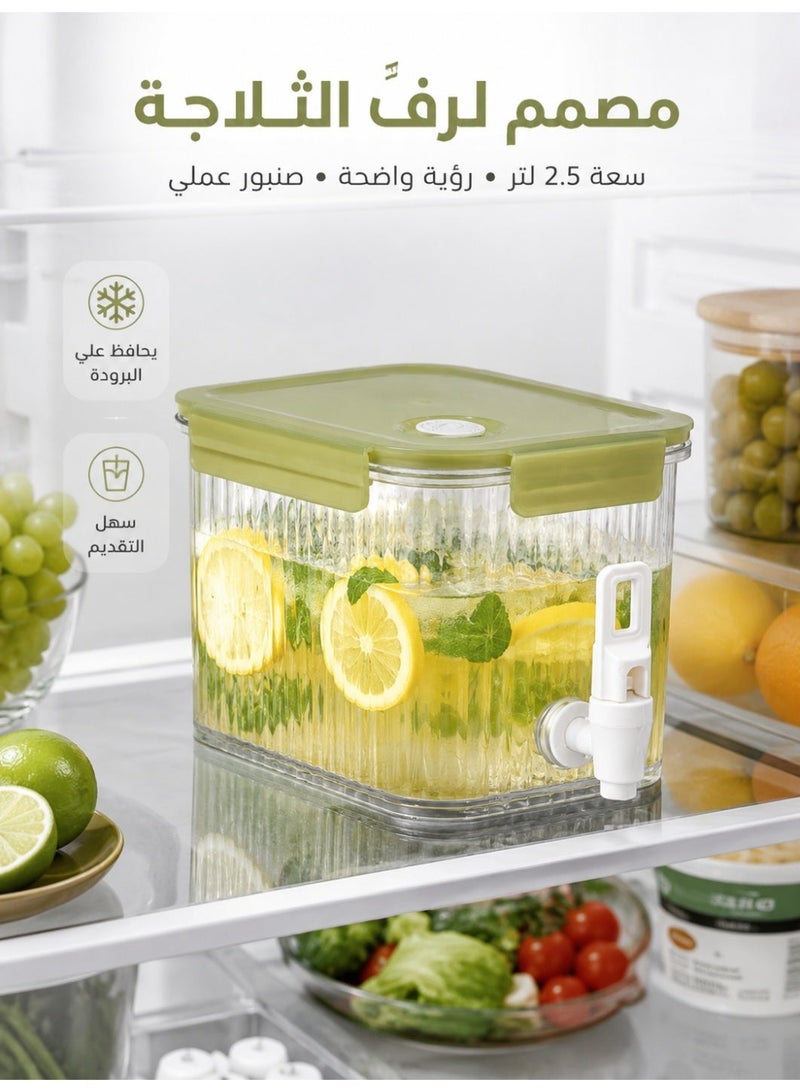 إبريق ماء للثلاجة، حاوية ماء بارد للثلاجة مع غطاء قفل محكم، خزان مشروبات مع صنبور مقاوم للتسرب، إبريق ماء شفاف من PET للعصير والشاي والليمونادة، حاوية مشروبات ملامسة للطعام - Image 2