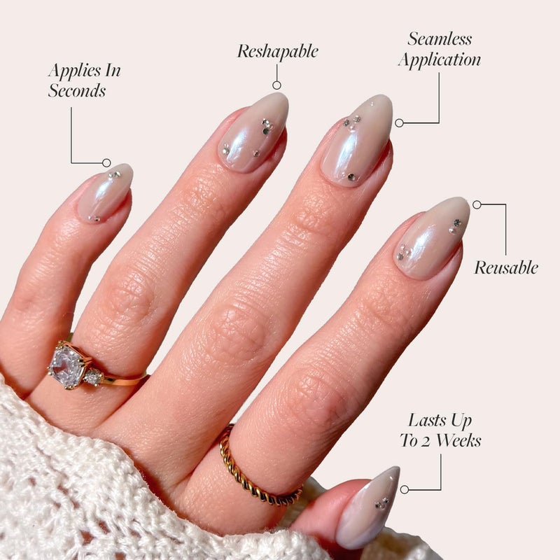 Glamnetic Press On Nails - First Dance | Nude Short Almond Fake Nails with Glossy Glazed Finish, Salon Quality | 15 Sizes - 30 Nail Kit with Glue - Image 3