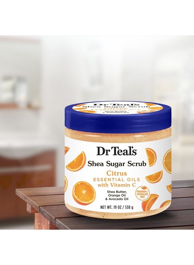 Dr Teal's Shea Sugar Body Scrub, Citrus with Essential Oils & Vitamin C, 19 oz (Pack of 3)  - Image 5