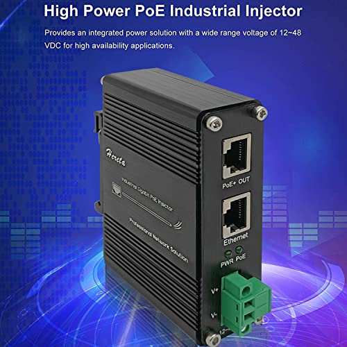 Hereta Hardened Industrial Gigabit PoE+ Injector 12-48VDC Input with DIN-Rail and Wall Mount Connecting The IEEE 802.3 af/at PoE Device (30W) - Image 3