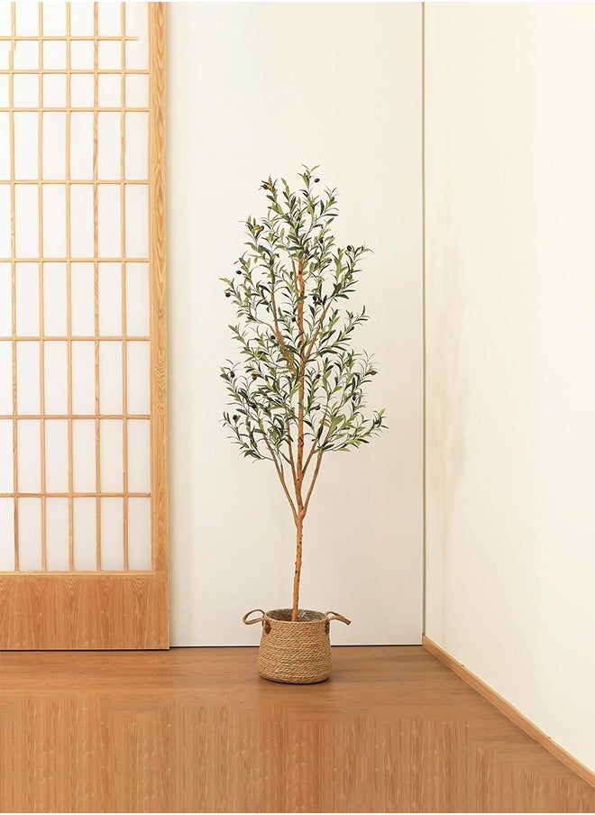 Bolivia's Artificial Olive Tree Tall Fake Potted Olive Silk Tree with Planter Large Faux Olive Branches and Fruits Artificial Tree for Modern Home Office Living Room Floor Decor Indoor  - Image 3