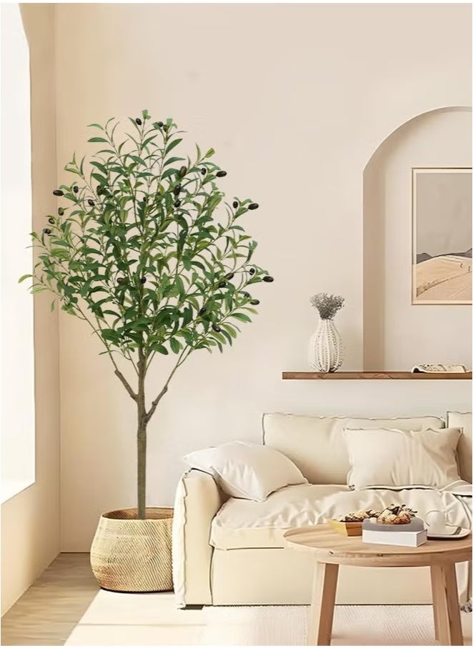 Bolivia's Artificial Olive Tree – Tall Potted Faux Olive Tree with Planter, Realistic Silk Leaves & Fruits – Modern Indoor Floor Decor for Home, Office, or Living Room  - Image 1