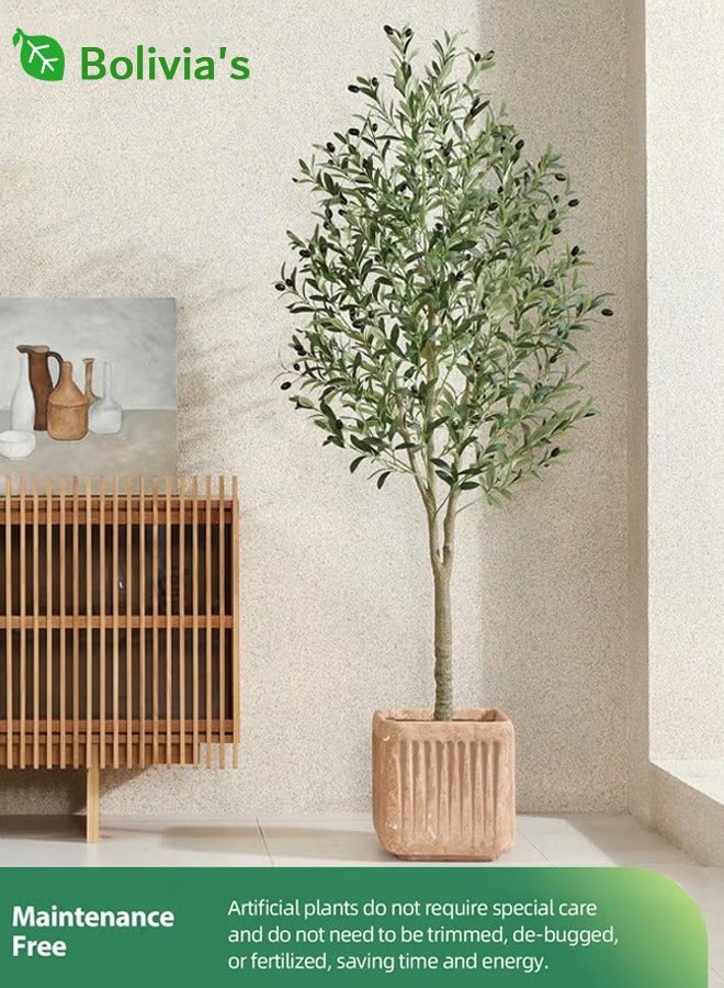 Bolivia's Artificial Olive Tree – Tall Potted Faux Olive Tree with Planter, Realistic Silk Leaves & Fruits – Modern Indoor Floor Decor for Home, Office, or Living Room - Image 1