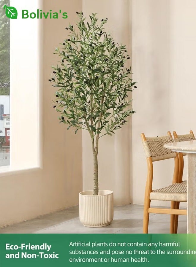 Bolivia's Artificial Olive Tree – Tall Potted Faux Olive Tree with Planter, Realistic Silk Leaves & Fruits – Modern Indoor Floor Decor for Home, Office, or Living Room - Image 2