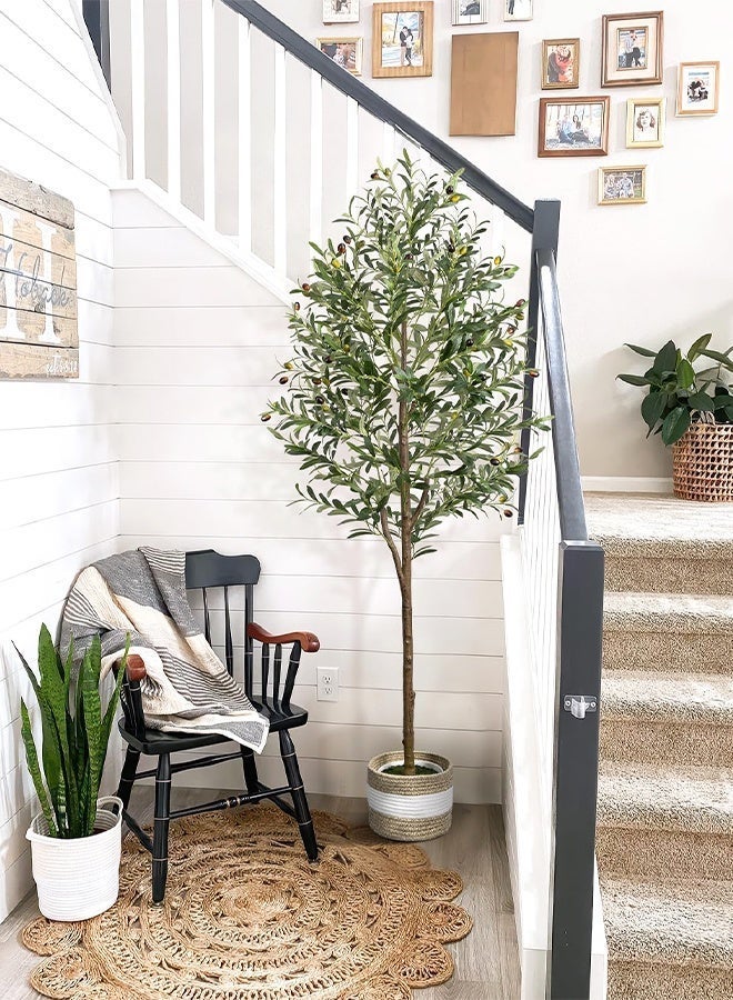 Bolivia's Artificial Olive Tree – Tall Potted Faux Olive Tree with Planter, Realistic Silk Leaves & Fruits – Modern Indoor Floor Decor for Home, Office, or Living Room - Image 3