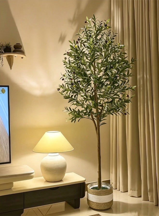 Bolivia's Artificial Olive Tree – Tall Potted Faux Olive Tree with Planter, Realistic Silk Leaves & Fruits – Modern Indoor Floor Decor for Home, Office, or Living Room - Image 1