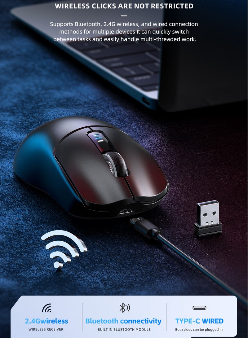 أولا ماوس الألعاب  لاسلكي، اتصال ثلاثي الوضع (2.4G / سلكي / بلوتوث)، تصميم مريح 82 جرام، حساس بصري PMW3325، أزرار متينة لأجهزة الكمبيوتر/اللابتوب/ويندوز/ماك - Image 3