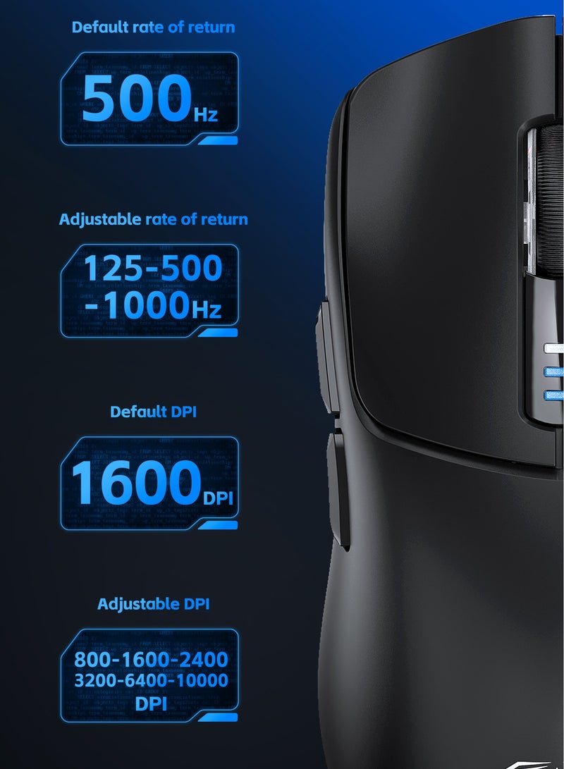 أولا ماوس الألعاب  لاسلكي، اتصال ثلاثي الوضع (2.4G / سلكي / بلوتوث)، تصميم مريح 82 جرام، حساس بصري PMW3325، أزرار متينة لأجهزة الكمبيوتر/اللابتوب/ويندوز/ماك - Image 5