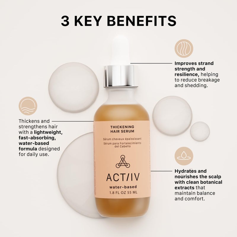ACTIIV Thickening Hair Serum - Water Based | Supports the Appearance of Thicker, Fuller-Looking Hair, Lightweight Water-Based Formula, Non-Greasy, All Hair Types, 1.8 oz - Image 3