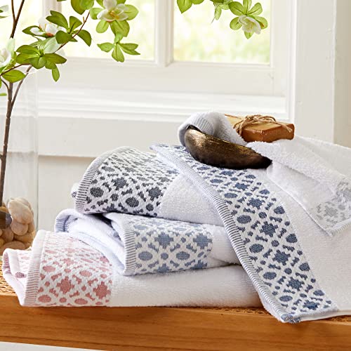 Market & Place 100% Cotton Luxury Bath Towel Set | Super Soft and Highly Absorbent | Textured Decorative Border | Includes 4 Bath Towels | Nitra Collection (White/Dark Grey) - Image 5