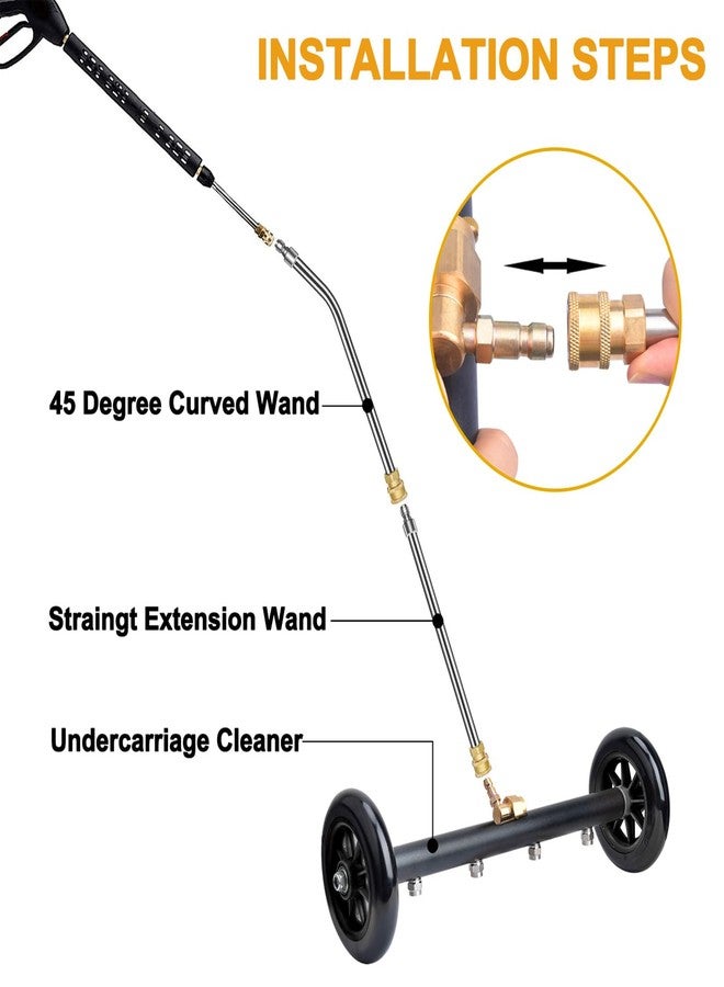 EVEAGE 2-in-1 Undercarriage Pressure Washer Attachment, 16" Power Washer Undercarriage Cleaner, Under Car Wash with Extension Wands Wash Mitt, Reversible Pressure Washer Broom Attachment, Black - Image 5