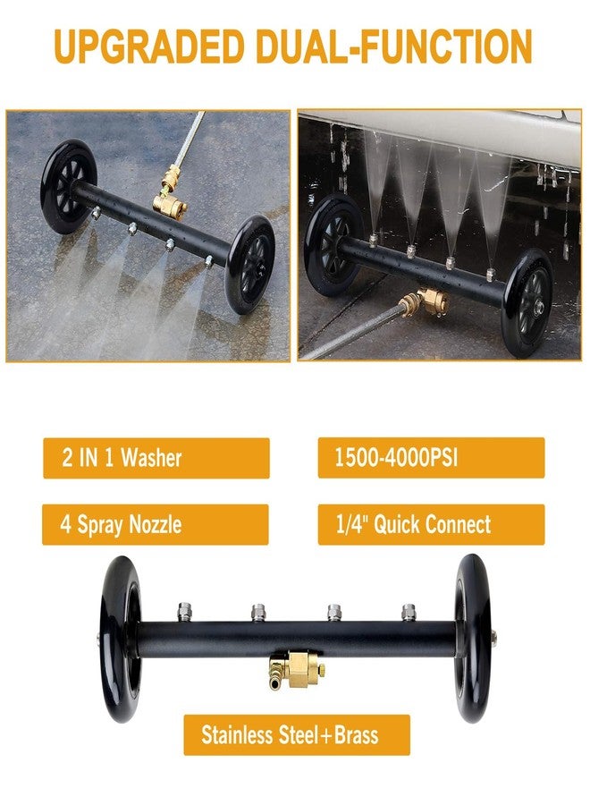 EVEAGE 2-in-1 Undercarriage Pressure Washer Attachment, 16" Power Washer Undercarriage Cleaner, Under Car Wash with Extension Wands Wash Mitt, Reversible Pressure Washer Broom Attachment, Black - Image 2
