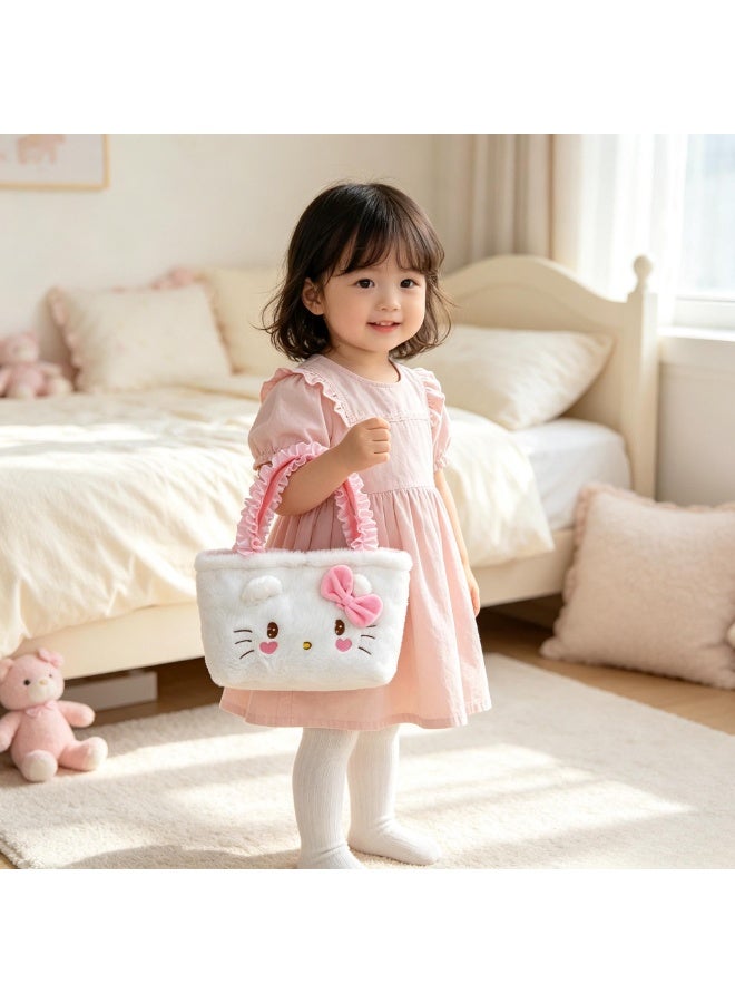 Hello Kitty Children's Plush Character Handbag with Ruffled Handles, White/Pink - Image 2